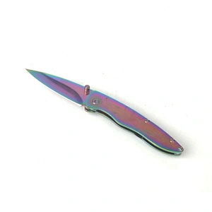 Multifunctional survival folding pocket knife with titanium plating