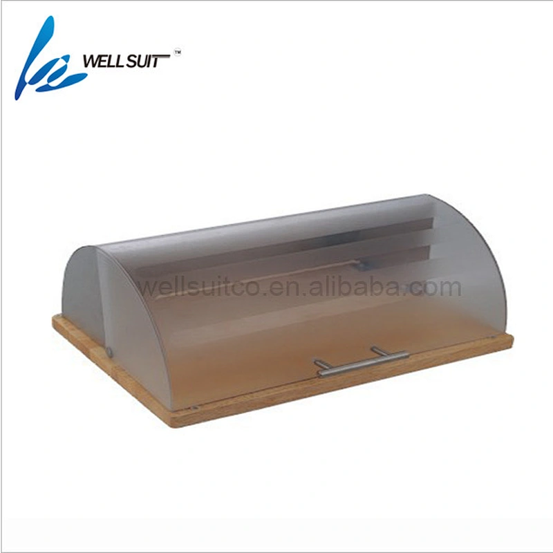 2018 Hot Sale Rubber Wood Base Bread Box