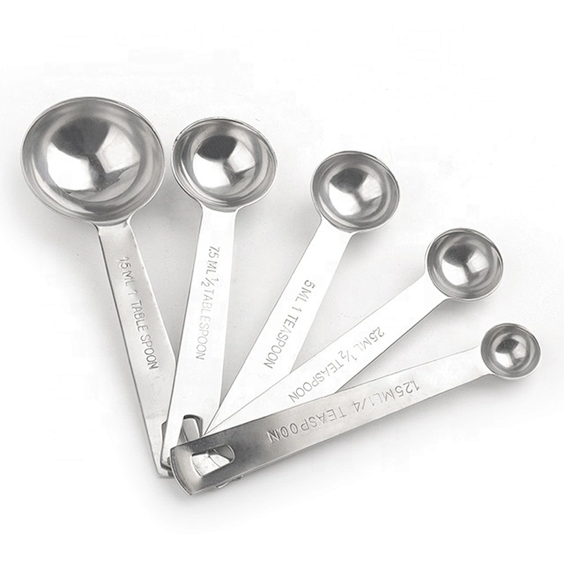 5Pcs China kitchen cutlery stainless steel measuring spoon set