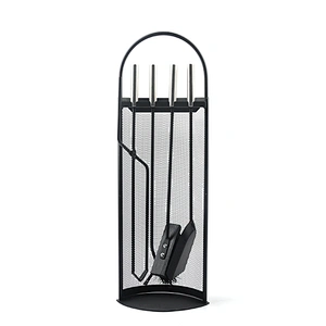Black Metal Mesh Stamd Fireplace tool set