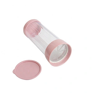 Transparent Plastic Sugar Shaker with Fine-mesh Lid Pink Cover for Baking & Cooking