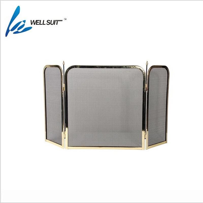 Popular Folding screen painted fireplace screen fire screen With Black Powder Coating