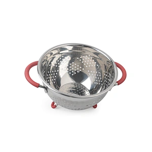 Round Metal Self Draining Pasta Bowl Kitchen Food Washing Strainer Vegetable Conlander