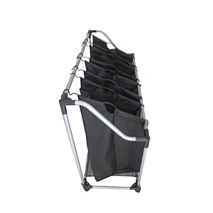 New Design Waterproof Oxford Sorter cart with wheel and 4 movable Bags For Clothes Rolling Cart foldable laundry basket