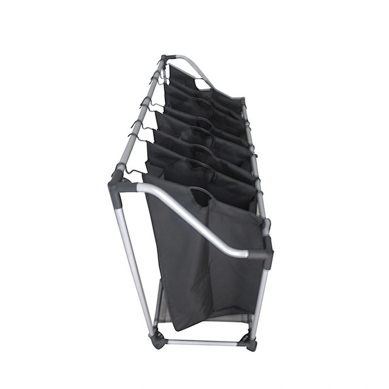 New Design Waterproof Oxford Sorter cart with wheel and 4 movable Bags For Clothes Rolling Cart foldable laundry basket