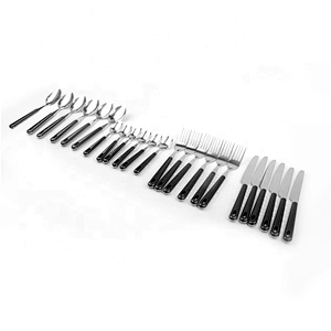 24 pcs Spoon Fork Steak Knife Tableware Set with Holder Rack Stainless Steel 430
