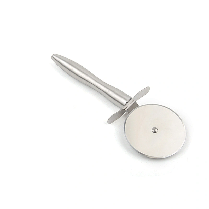 Stainless steel pizza cutter with convenience handle