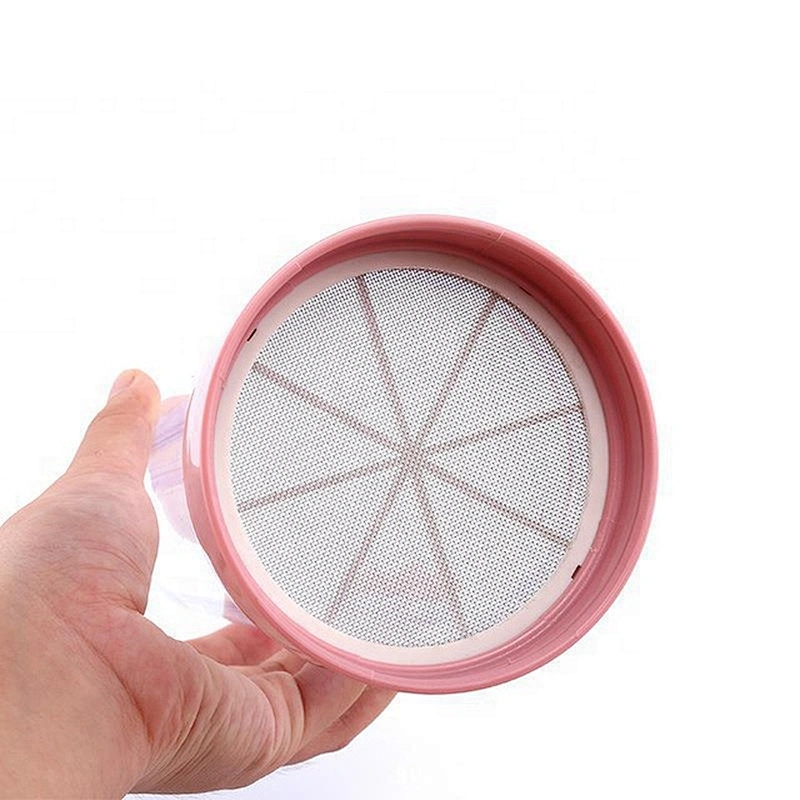 Transparent Plastic Sugar Shaker with Fine-mesh Lid Pink Cover for Baking & Cooking