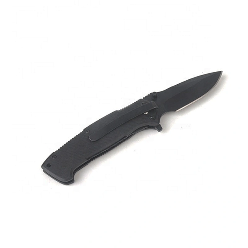 Portable folding utility pocket knife with black coating