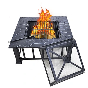 Outside camping outdoor fire pit steel bowl table square fire pit