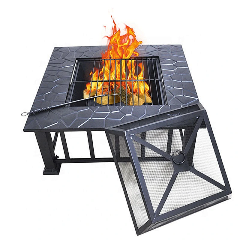 Outside camping outdoor fire pit steel bowl table square fire pit