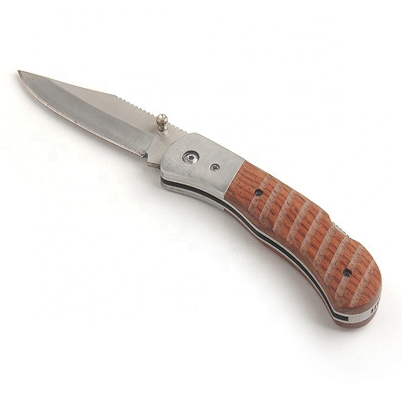 Stainless Steel Blade Folding Pocket Knife with Rose Wood Handle