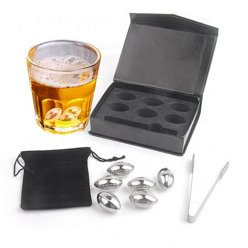 Stainless Steel Chilling Ice Cubes with Pouch - Reusable Stone Chiller On the Rocks Cold Drinks for bar