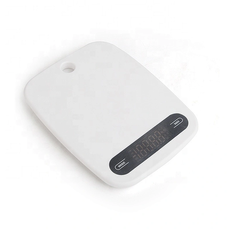 Manual plastic digital kitchen scale with thermometer and timer