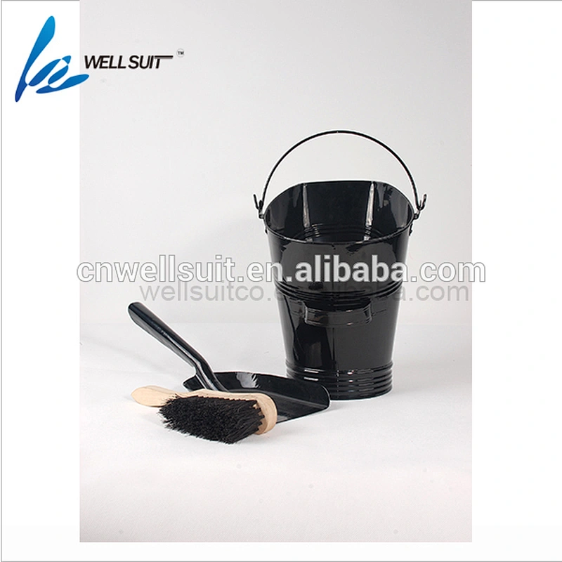 Metal ash bucket fireplace accessories