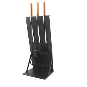 Hot selling indoor metal fireplace tool set with wooden handle  3pcs fireplace tools