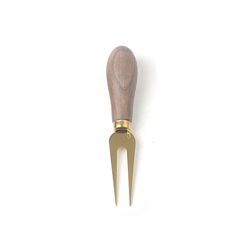 Amazon hot-selling custom wholesale titanium plating blade wooden handle cheese knife set
