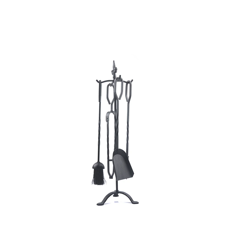 Fireplace accessories black metal 4 pieces garden fireplace outdoor set