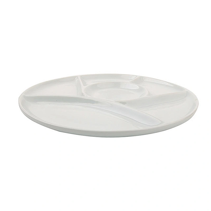 White round Shape Ceramic Food Serving Plate For Restaurant