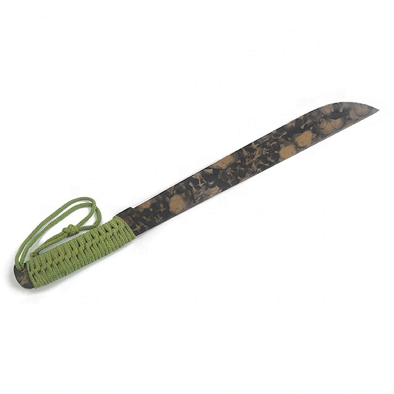 Long Size Stainless Steel Color Printing Blade Survival Hunting Machete Knife with Paracord Handle