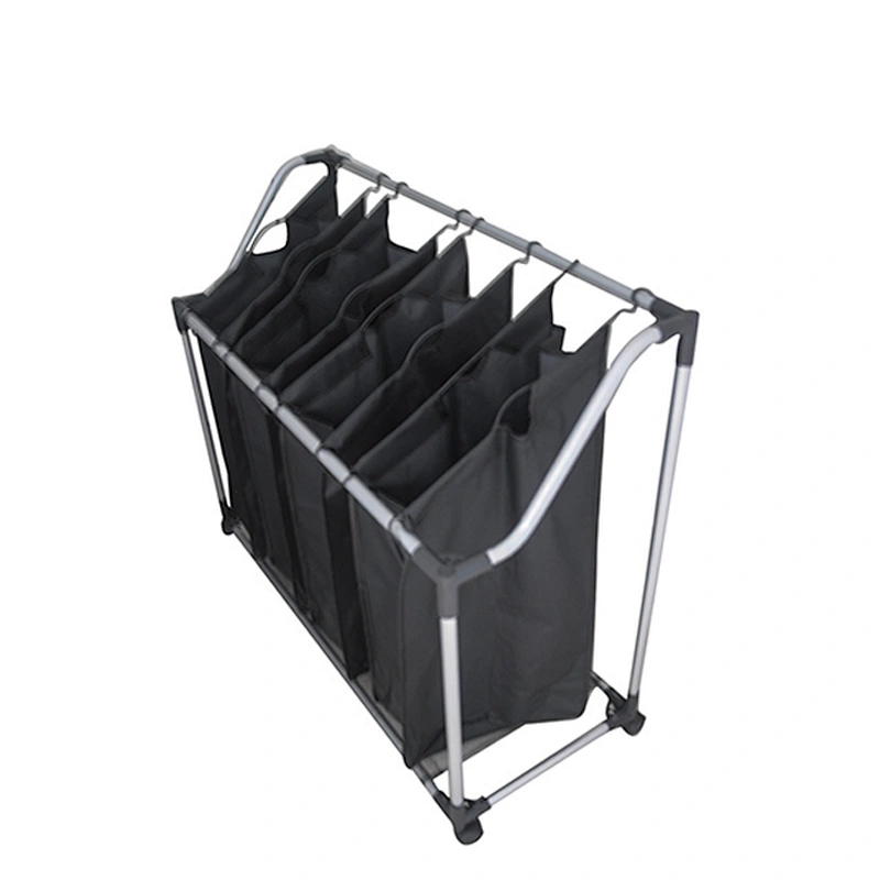 New Design Waterproof Oxford Sorter cart with wheel and 4 movable Bags For Clothes Rolling Cart foldable laundry basket