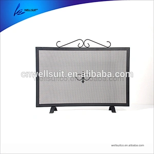 Large Gold Fireplace Screen 4 Panel Ornate Wrought Iron Black Metal Fire Place Standing Gate Decorative Mesh Solid Baby Safe
