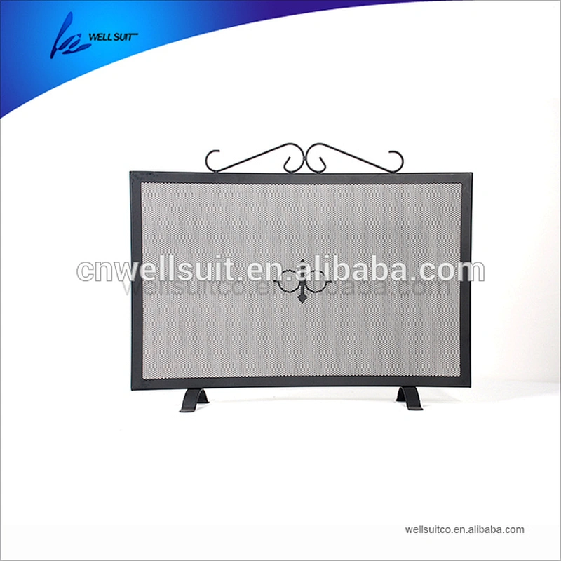 Large Gold Fireplace Screen 4 Panel Ornate Wrought Iron Black Metal Fire Place Standing Gate Decorative Mesh Solid Baby Safe