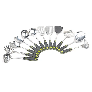 12 piece Stainless Steel Kitchen Utensil 401 Serving Cooking Utensil Set with pp handle