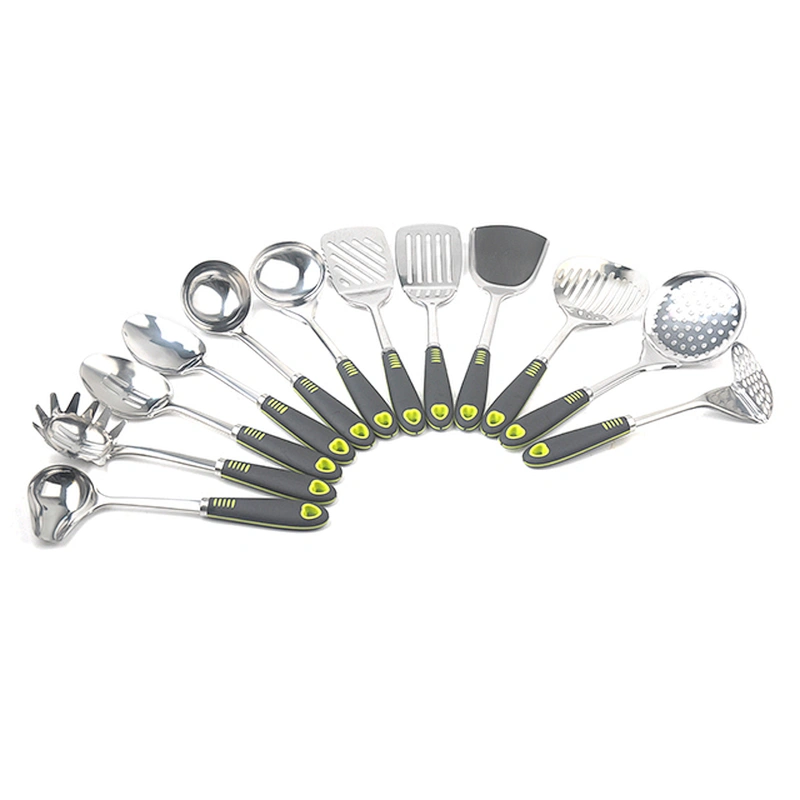 12 piece Stainless Steel Kitchen Utensil 401 Serving Cooking Utensil Set with pp handle