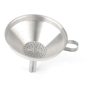 Factory metal stainless steel kitchen funnel with removable strainer