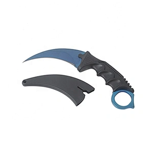 Blue Color Titanium Plated Stainless Steel CS Game Camping Pocket Knife with Sheath