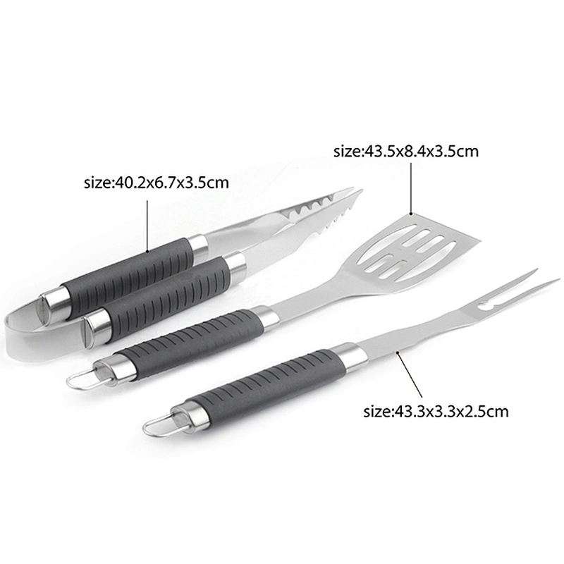 Food grade  stainless steel  barbecue tool sets BBQ utensils  Fork Tongs Spade Barbecue Sets