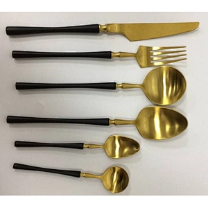 Amazon Hot Sale Shiny Polishing Stainless 18/10 Cutlery Set Black Handle