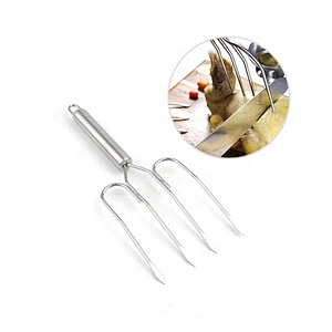 2Pcs/Set Stainless steel lifting meat kebab sticks roasting fork BBQ tools meat fork for grill
