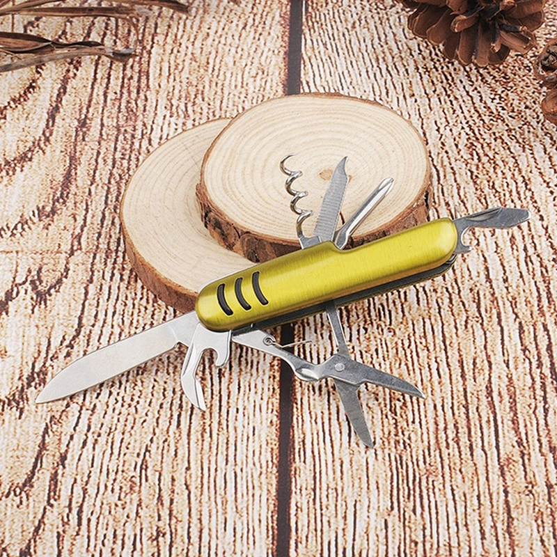 8 In 1 Multi Purpose  Stainless Steel Blade Folding Pocket Survival Hunting Knife Tools with Aluminum Handle