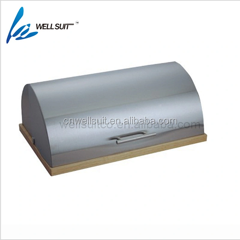 Metal Stainless Steel Bread Box with Glass Bottom