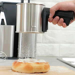Easy to use  hot food grade stainless steel hand hold baking tool mesh flour sieve cup  flour sifter