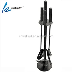 high quality Iron cast 5 pcs fireplace tool set with glass holder