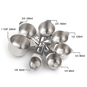 New design hot selling stainless steel Measuring Cups and Spoons Set of 7pcs for Kitchen Gadgets