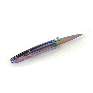 Multifunctional survival folding pocket knife with titanium plating