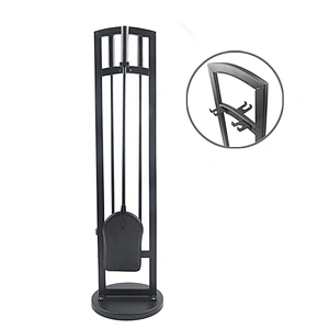 4 Piece Iron Indoor  Fireplace Tools Set With Holder
