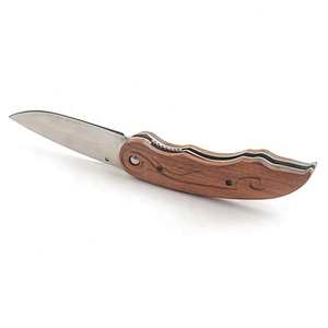 Customize  Wood Handle Stainless Steel Blade Folding Pocket Knife