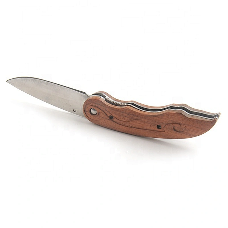 Customize  Wood Handle Stainless Steel Blade Folding Pocket Knife