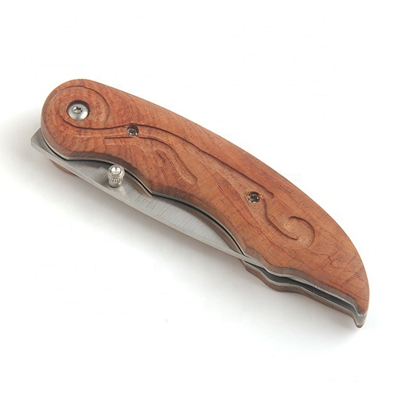 Customize  Wood Handle Stainless Steel Blade Folding Pocket Knife