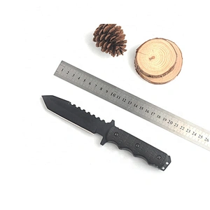 Black Coated Protective Both Edges Blade Outdoor Survival Hunting Knife with Sheath