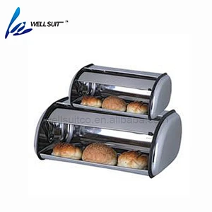 Hot Sale plastic with stainless steel bread box for kitchen counter bread bin