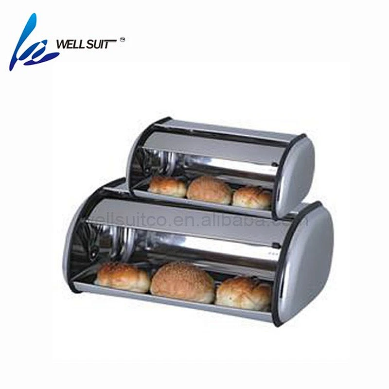 Hot Sale plastic with stainless steel bread box for kitchen counter bread bin