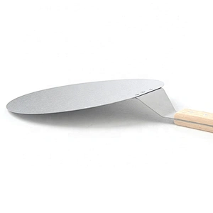 10 Inches Round Metal Stainless Steel Pizza Peel with Short Wood Handle Pizza Shovel For Serving Food