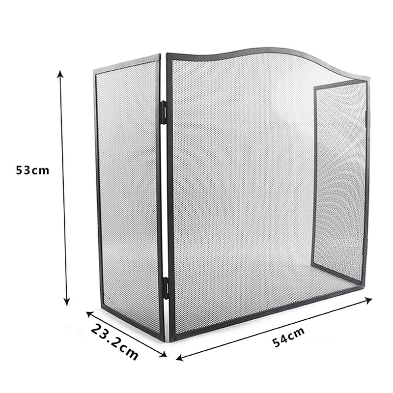 Iron Safe Proof Fence 3 Panel  Fireplace Screen Flat,Baby Safe Proof Fire Place Fence,Decorative Scroll Spark Guard Cover