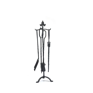 Fireplace accessories black metal 4 pieces garden fireplace outdoor set